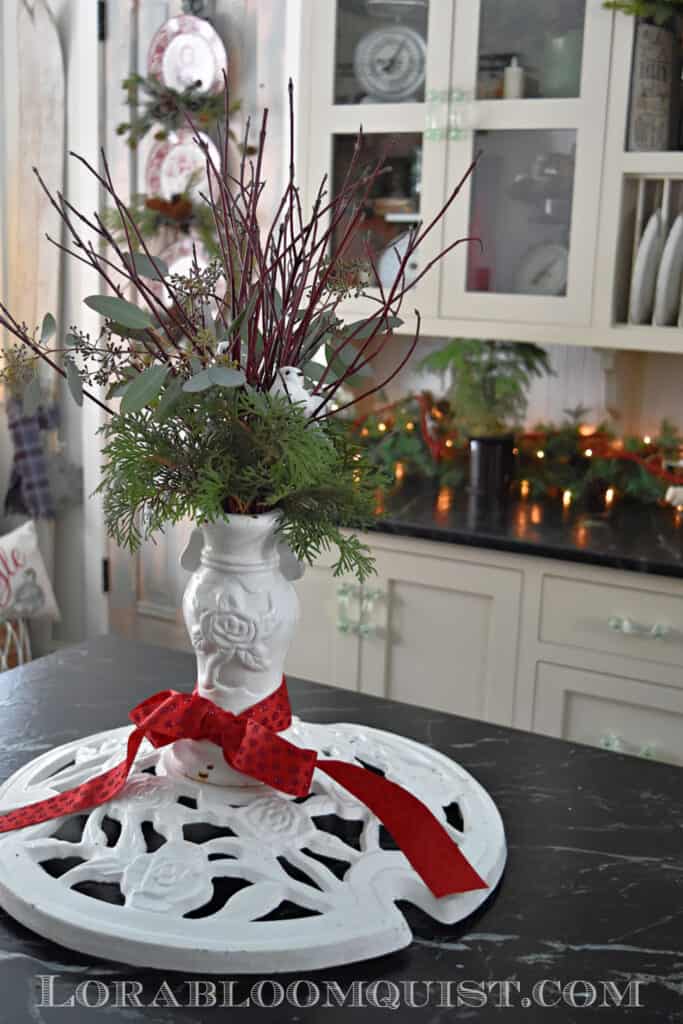 Vintage tree stand centerpiece