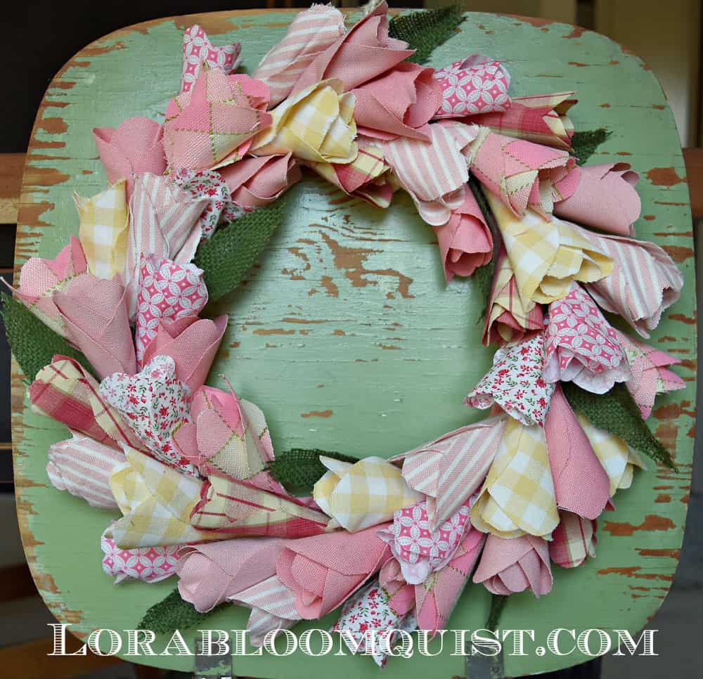 DIY scrap fabric tulip wreath.