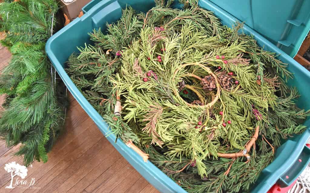 Christmas greenery being packed up