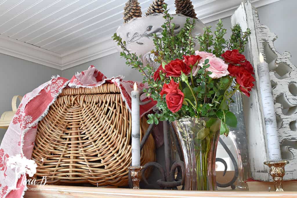 Roses in vase Valentine decor