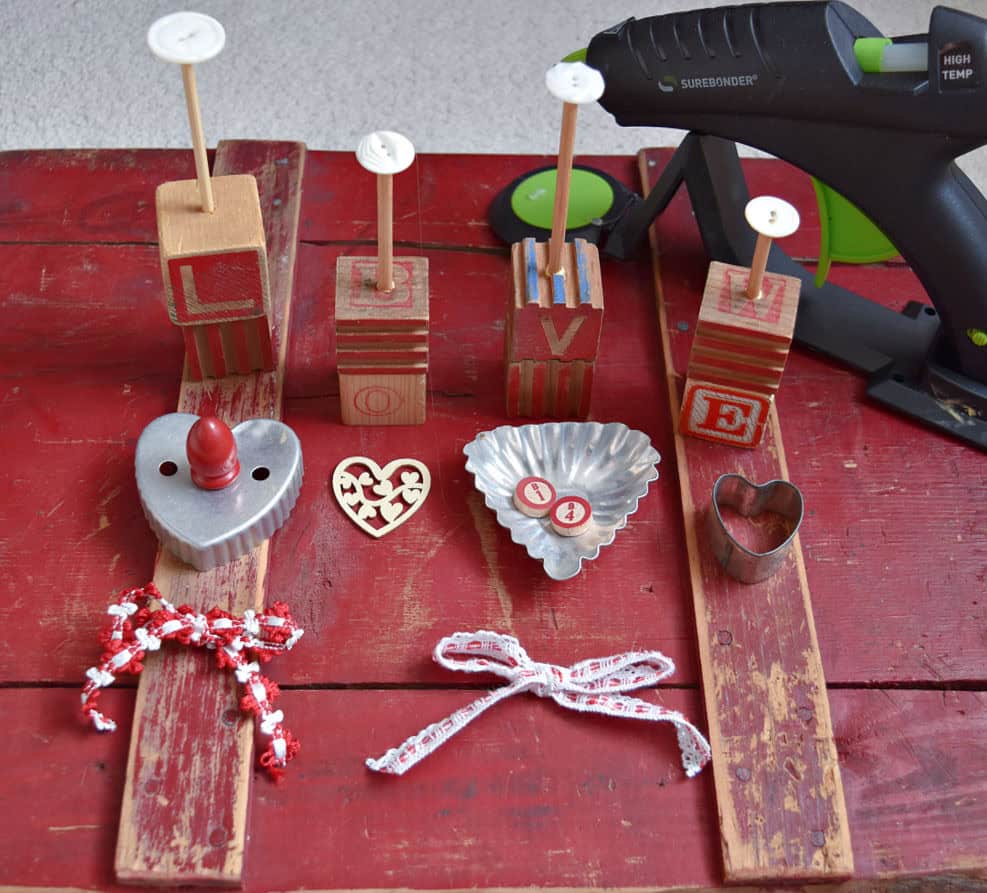 Crafting DIY Valentines decorations with upcycled vintage.