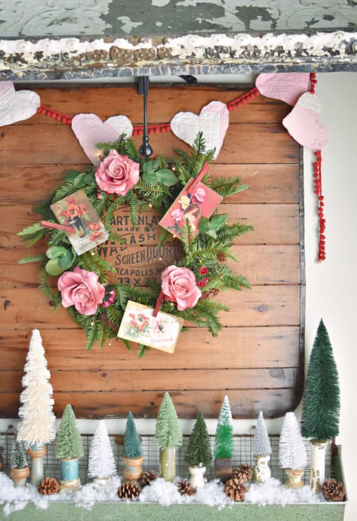 Valentine's wreath as kitchen decor.