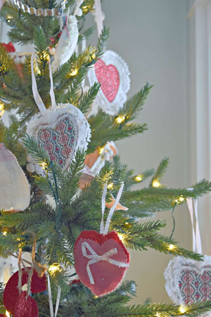 Handmade Valentine decorations.