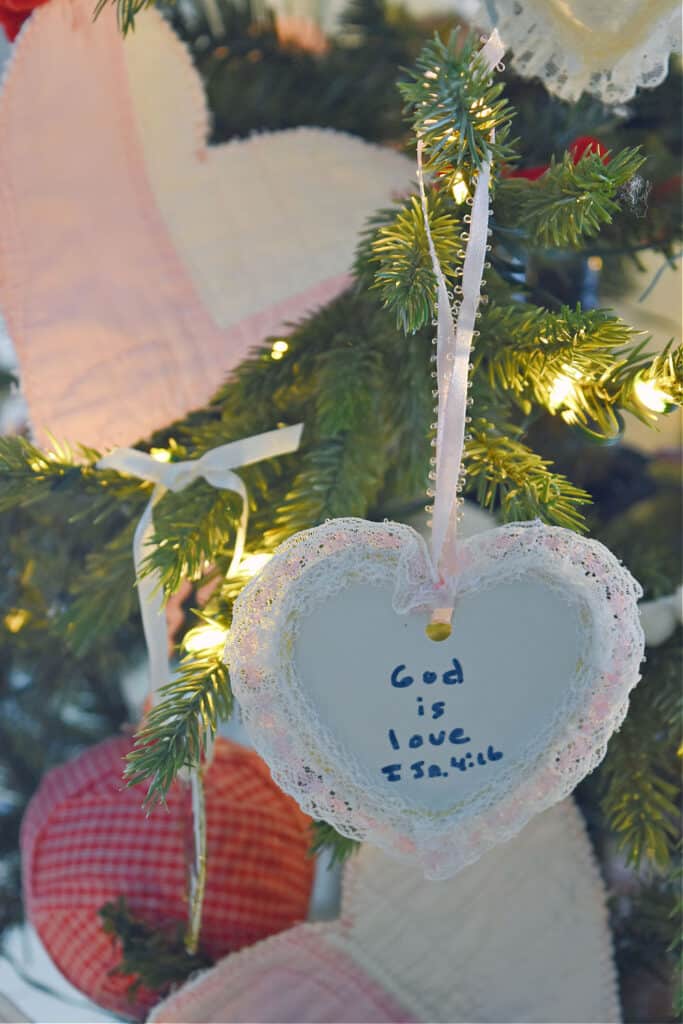 Handmade Valentine's tree decorations.