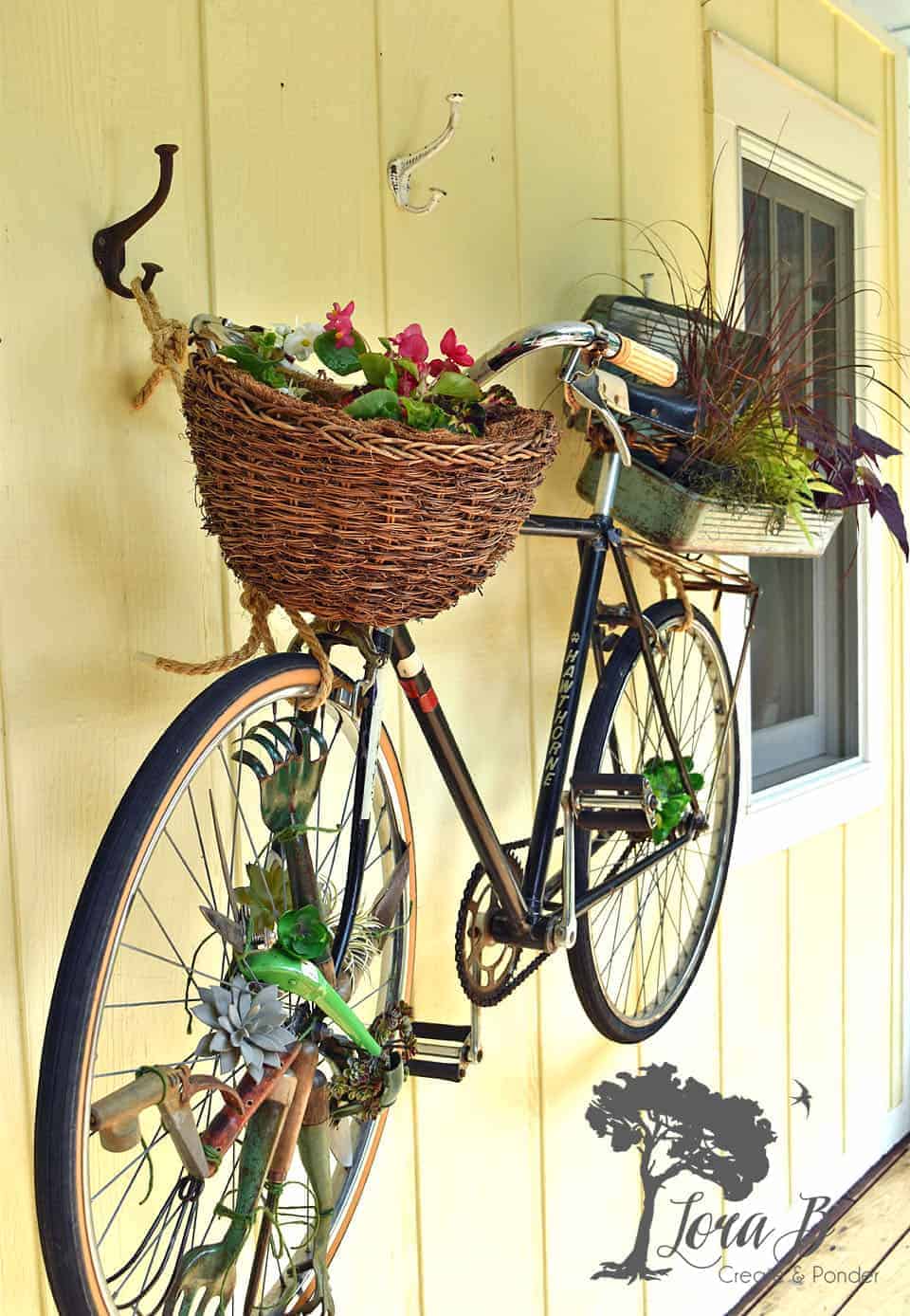 Vintage Bicycle Garden Art Lora Bloomquist Create Ponder