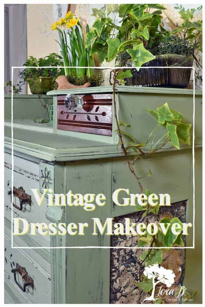 Green painted dresser DIY