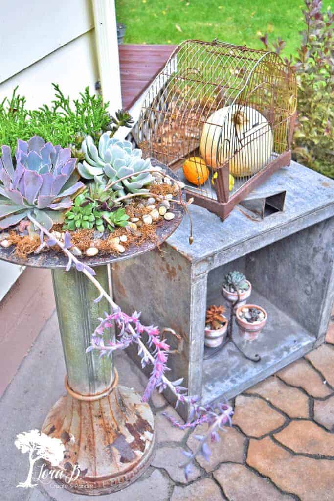 Fun Ways to Use Vintage Finds in your Outdoor Decorating - Lora