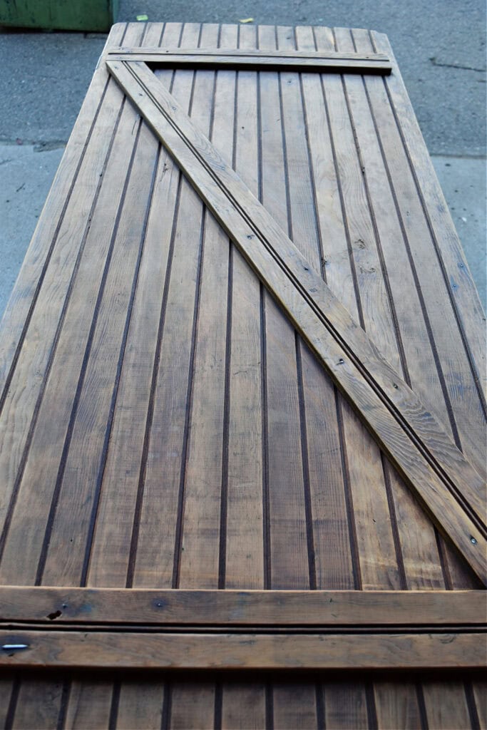Antique beadboard wooden door.