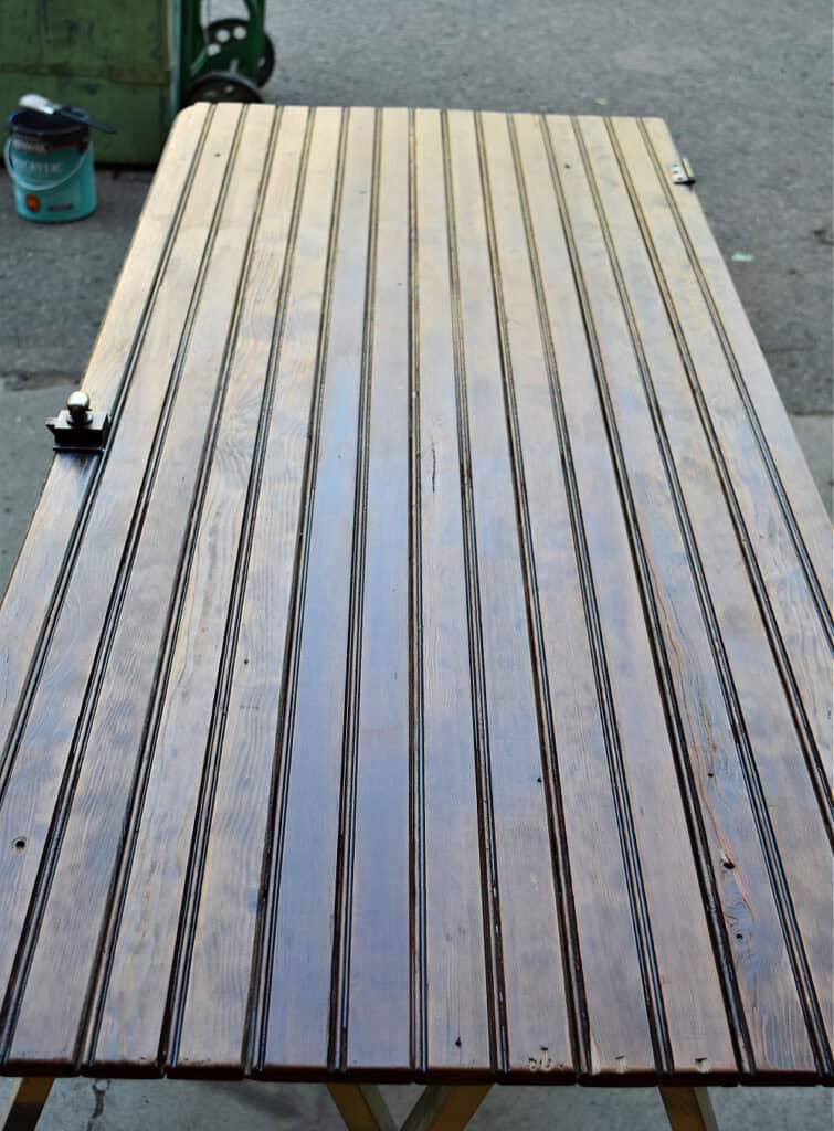 Antique beadboard wooden door.