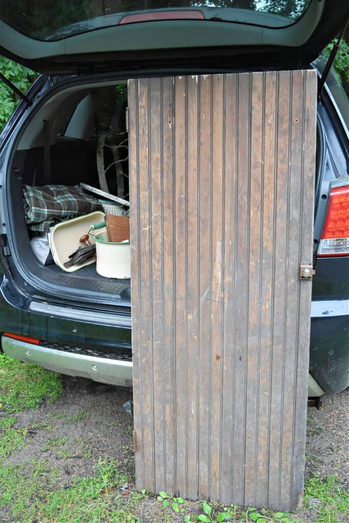 Antique beadboard wooden door.