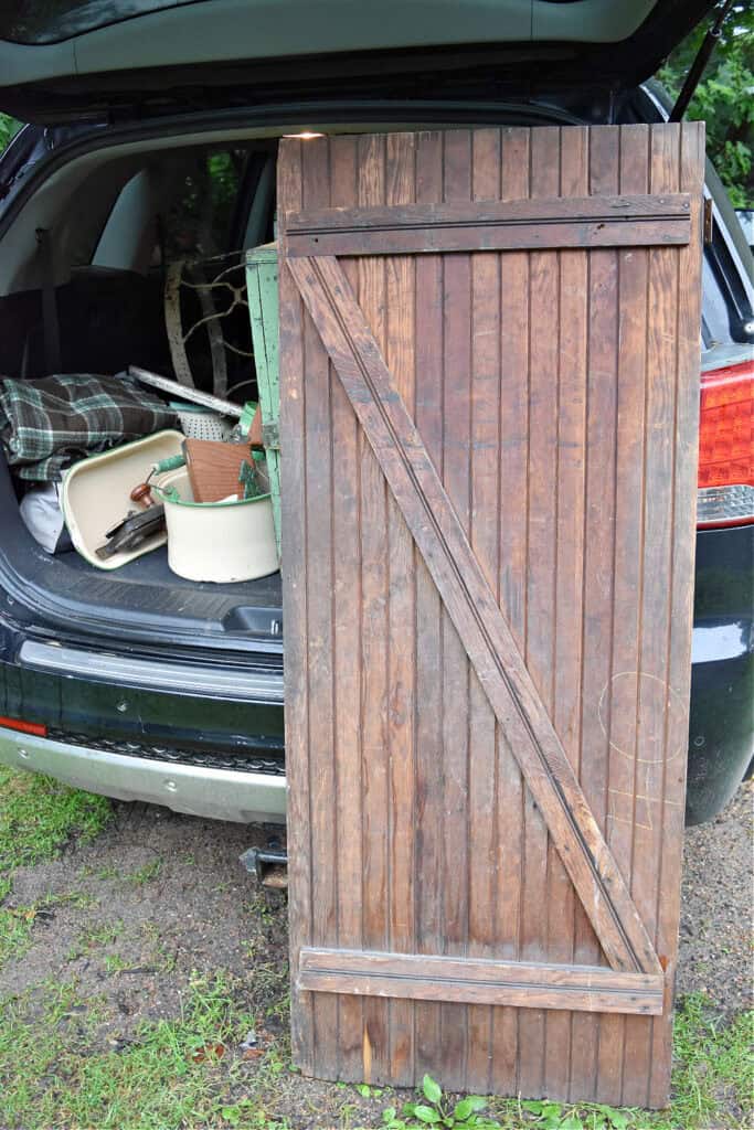 Antique beadboard wooden door.