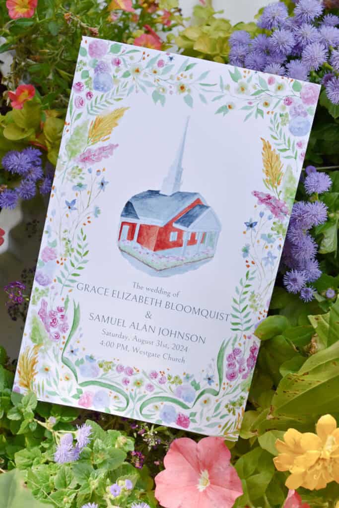 Custom art wedding program.