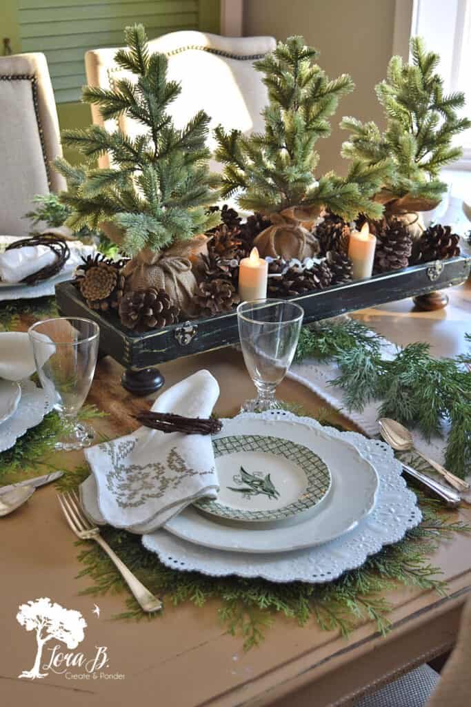Vintage inspired winter table setting