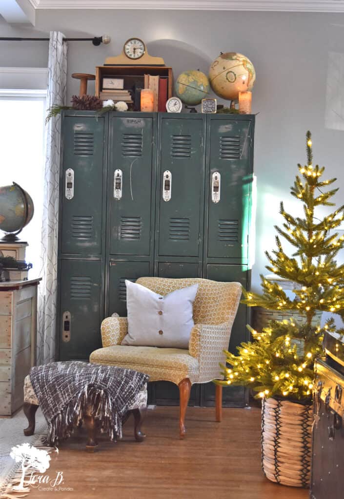 Vintage lockers in living room decor