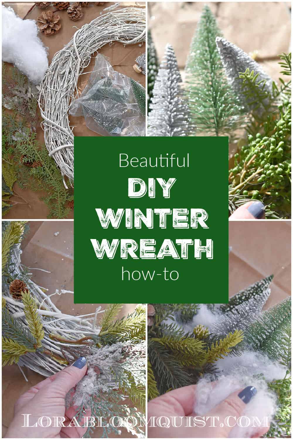 Bottle Brush Tree Winter Wreath How To - Lora Bloomquist~Create & Ponder