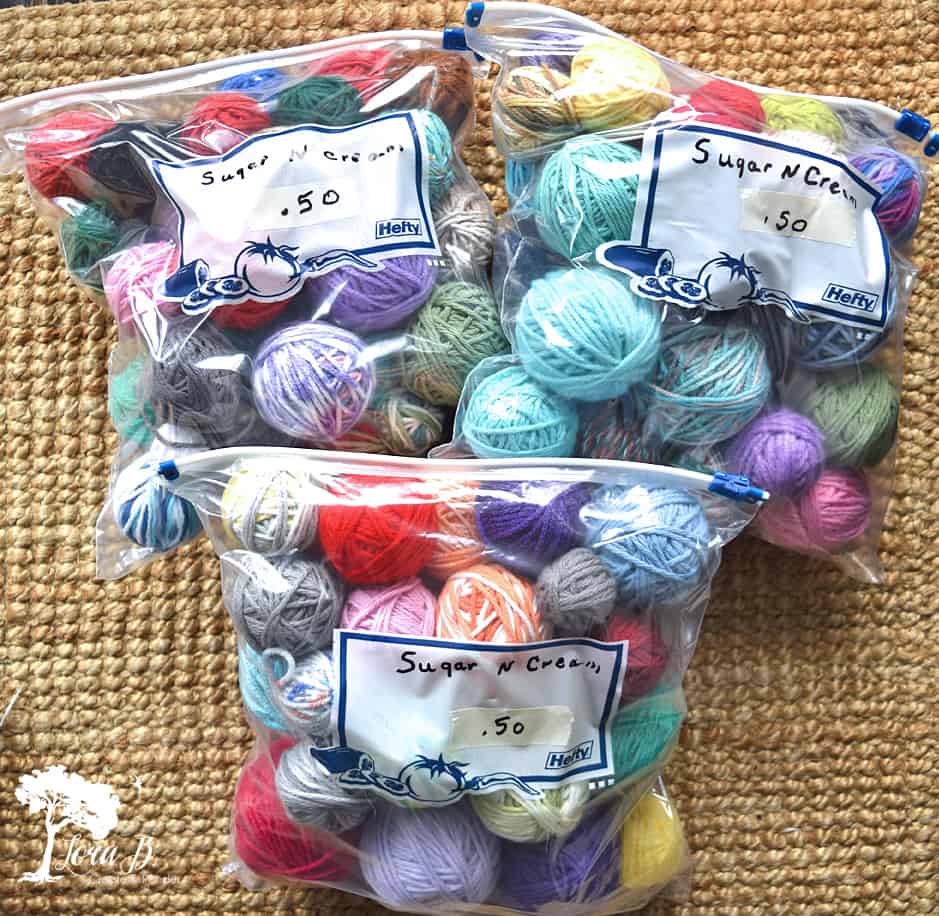 Extra yarn balls to make an easy yarn ball garland