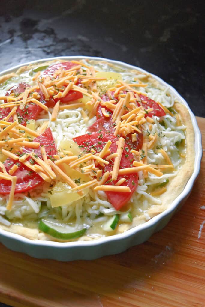 Zucchini quiche before cooking.
